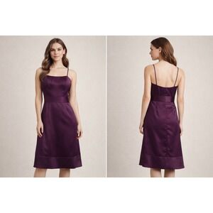 Watters & Watters Plum Purple Satin Cocktail Dress Bridesmaid A-Line Sz 8